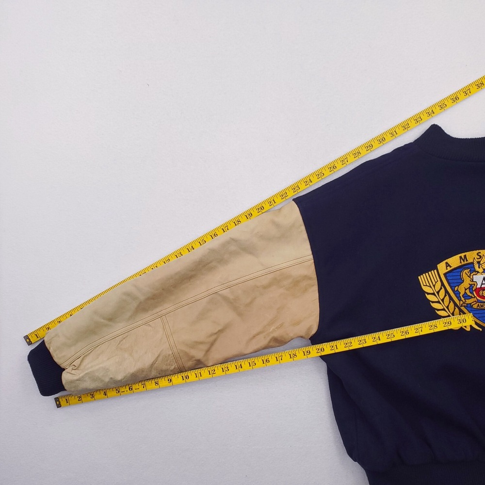 Vintage Amstel Light Jacket Mens XL Blue Tan Varsity Letterman Bomber Beer - Picture 16 of 16